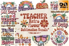 Teacher Retro Flower Sublimation Bundle - 8 PNG Product Image 1