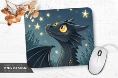 Curious Night Dragon Among Stars Mouse Pad PNG Design Product Image 1