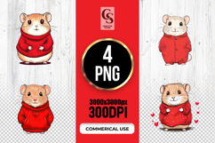 Cute Hamster in Red Outfit Clipart Sublimation PNG Product Image 1
