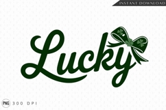 Lucky St Patricks Day Design With Bow Clipart PNG Product Image 1