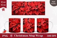 Christmas Poinsettia Coffee Mug Wrap, Poinsettia Sublimation Product Image 1