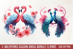 Breeds of Valentine Kissing Birds, Valentine's Day Clipart Product Image 1
