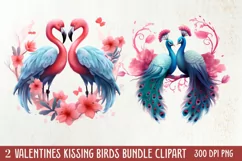 Breeds of Valentine Kissing Birds, Valentine's Day Clipart Product Image 1