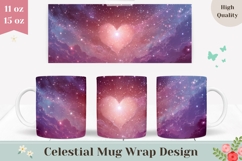 Clouds Mug Wrap, Love Heart Mug Design, Glitter Mug Product Image 1