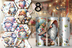 Summer gnomes | flowers Skinny tumbler Sublimation design Product Image 1