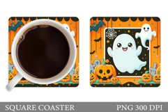 Cute Ghost Coaster Design. Cute Halloween Coaster Product Image 1