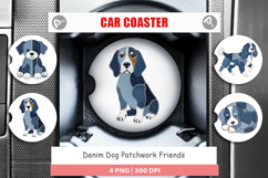 Denim Dog Friends Car Coaster Product Image 1