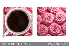 3D Roses Coaster Sublimation. Square Coaster Flowers Design Product Image 1