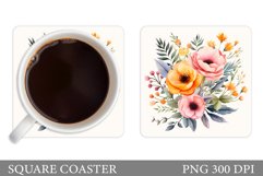 Flowers Coaster Design. Flowers Coaster Sublimation Product Image 1