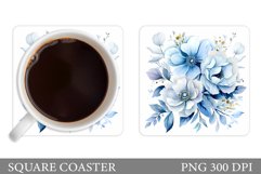 Flowers Coaster Sublimation. Watercolor Flowers Coaster Product Image 1