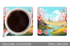 Spring Coaster Sublimation. Flowers Coaster Design Product Image 1