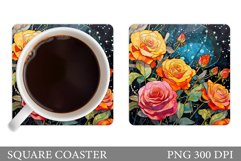 Roses Coaster Design. Rose Coaster Sublimation Product Image 1