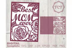 Mother's Day Card SVG| Best Mom Ever Roses Cricut Laser cut Product Image 4