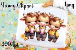 Spring animal clipart|Cute cow easter animals clipart Product Image 1