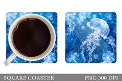 Jellyfish Coaster Sublimation. Flowers Coaster Design Product Image 1