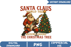 Retro Christmas Music Santa Sublimation, Christmas Png Product Image 1