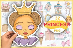Princess clipart, cute princess themed pictures in PNG Product Image 1