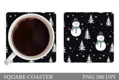 Snowman Square Coaster Design. Snowman Coaster Sublimation Product Image 1