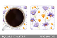 Crocus Flowers Coaster Design. Spring Coaster Sublimation Product Image 1