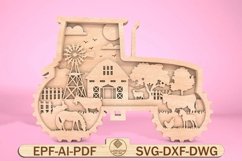 Farm Tractor Multilayer 3D Laser Cut Files SVG Product Image 1
