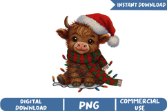 Cute Buffalo Sublimation,Yarn Crochet Christmas Png Product Image 1
