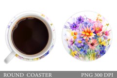 Wildflowers Coaster Design. Round Coaster Flowers Template Product Image 1
