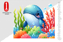 Cute Whale Clipart - PNG File Product Image 2