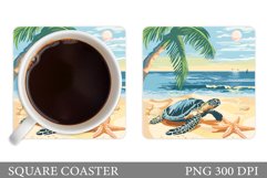 Turtle Coaster Design. Sea Turtle Coaster Sublimation Product Image 1