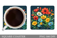 Flowers Coaster Sublimation. Summer Coaster Design Product Image 1