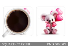 Valentine Koala Coaster. Koala Balloons Coaster Sublimation Product Image 1