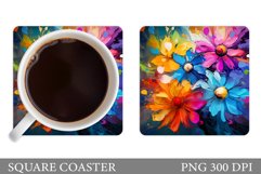 Flowers Coaster Design. Colorful Flowers Coaster Sublimation Product Image 1