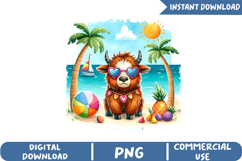 Hello Summer Sublimation, Funny Cow Png Product Image 1
