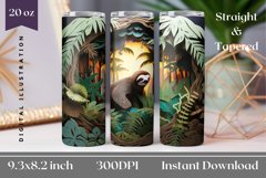 3D Sloth Tumbler Wrap, 3D Sloth Sublimation, 3D Tumbler Wrap Product Image 1