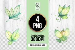 Watercolor Green Fairy Wings Clipart PNG Product Image 1