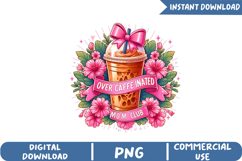Over Caffeinated Mom Club Sublimation, Coffee Lovers Png Product Image 1