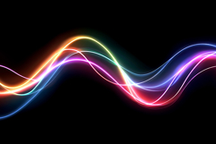 A vibrant &amp; colorful neon light wave against dark background Product Image 1