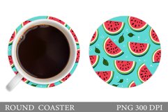 Watermelon Coaster Sublimation. Summer Round Coaster Design Product Image 1
