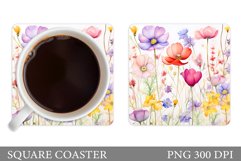 Wildflowers Coaster Design. Square Coaster Flowers Template Product Image 1