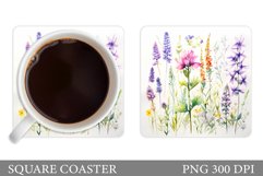 Wildflowers Coaster Design. Square Coaster Flowers Template Product Image 1