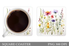 Flowers Coaster Sublimation. Wildflowers Coaster Design Product Image 1