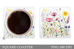 Flowers Coaster Design. Wildflowers Coaster Sublimation Product Image 1