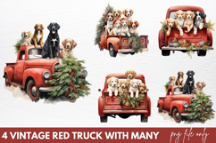 Vintage Red Truck With Many Clipart Product Image 1