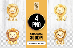 Cute Baby Lion Watercolor Clipart Sublimation PNG Product Image 1