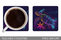 Turtle Square Coaster Design. Turtle Coaster Sublimation Product Image 1