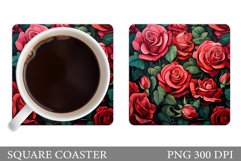 Roses Coaster Sublimation. Rose Square Coaster Design Product Image 1