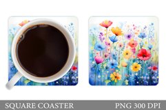 Wildflowers Coaster Design. Square Coaster Flowers Template Product Image 1