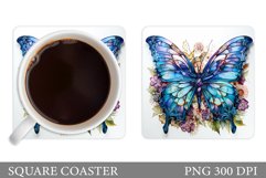 Butterfly Coaster Sublimation. Flowers Coaster Design Product Image 1