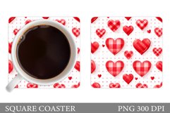 Hearts Coaster Sublimation. Valentines Coaster Design Product Image 1