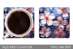 Flowers Square Coaster. Flowers Coaster Design Product Image 1