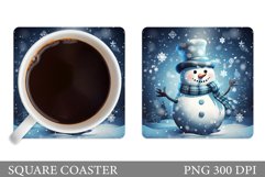 Snowman Square Coaster. Snowman Coaster Sublimation Product Image 1